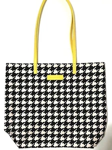 VERA BRADLEY Yellow Handles WHITE & BLACK Tote Shoulder Bag๐๐ค๐ค - Picture 1 of 8