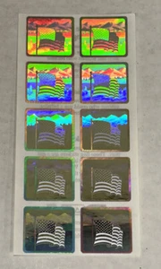 x50 HOLOGRAPHIC AMERICAN FLAG STICKER DECAL MINI FOIL FINISH USA US FLAG DAV - Picture 1 of 5