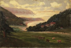 Walter Cox Ölgemälde: "Landschaft mit Rindern" - Bild 1 von 4