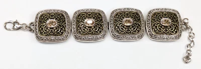 Brazalete Brighton Intrincado Tono Oro/Plata Panel "GALE" Estrás Declaración Foto 1 de 4