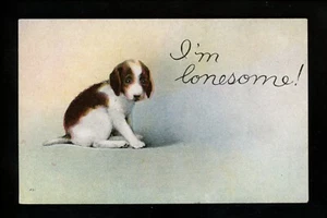 Tarjeta postal perro cachorro cómic triste Beagle solitario - Imagen 1 de 2