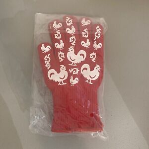 TEMP-TATIONS OVEN SAFE GLOVES RED ROOSTER ACCENTS SIZE Large NEW