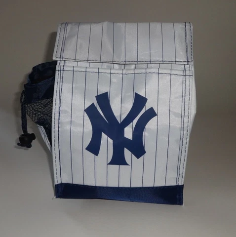 NY YANKEES ~ INSULATED LUNCH BAG ~ WHITE & BLUE PINSTRIPE TOTE ~ 2015 SGA - NEW! Cover