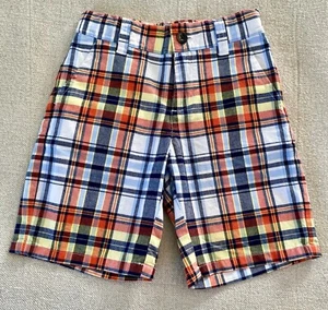 Janie And Jack Boys Size 4 Classic Madras Plaid Bermuda Shorts Adjustable Waist - Picture 1 of 6