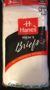 1997 Size 40 Hanes 3 Pack Men’s Briefs New Sealed Package - Picture 1 of 8