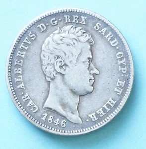 CARLO ALBERTO 2 LIRE 1846 TORINO MONETE DA COLLEZIONE ARGENTO SILVER COIN - Imagen 1 de 2