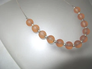 Art Deco WMF Myra Collier apricot rosa Glasperlen Kette Ikora Glas Halskette 30` - Bild 1 von 11