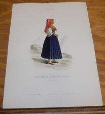 1850 Antique COLOR Print, French Costumes///PEASANT FROM OSSAU VALLEY, FRANCE