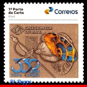 24-52 BRASILIEN 2024 BRASILIEN POSTFRISCH, 330 JAHRE, SCHWERT, UHR, GESCHICHTE, MNH - Bild 1 von 2
