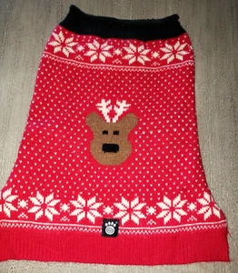 SUÉTER NAVIDAD TEJIDO RENO ROJO BLANCO PERRO CACHORRO MACHO MEDIANO copos de nieve - Imagen 1 de 2