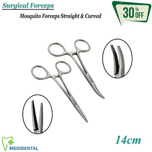 CHIRURGISCHE INSTRUMENTE Arterienblutstillende Mückenpinzette gerade & gebogen 12 cm - Bild 1 von 3