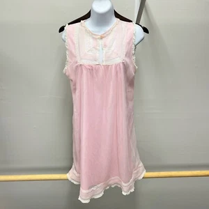 Vestido sin Mangas Rosa Vintage M Negligee Camisón Nylon Gasa Años 50 Lencería Borde de Encaje - Imagen 1 de 13