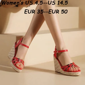 Sandalias de Tacón de Cuña Talla Grande Amarillas Unisex Drag Queen LGBTQ Dama Zapatos 40-50 - Imagen 1 de 63