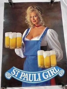 St Pauli Girl - Beer Promo Poster 19.75x27.5” Man Cave Garage Pinup Model - Imagen 1 de 3