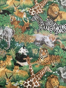 Exotic Africa Animals Panda Bold Colorful Cranston Fabric VIP - Picture 1 of 6