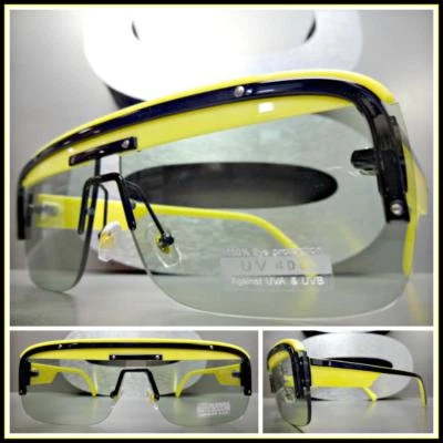 GAFAS DE SOL RETRO clásicas contemporáneas modernas para hombre o mujer marco negro y amarillo Foto 1 de 4