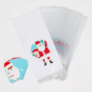 100 ct (5x20 ct) Plastic cellophane Santa Gift Bags with Tags - Wondershop - Picture 1 of 1