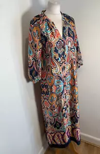 ZARA button front midi maxi shirt dress S VGC pattern print duster satin - Picture 1 of 13