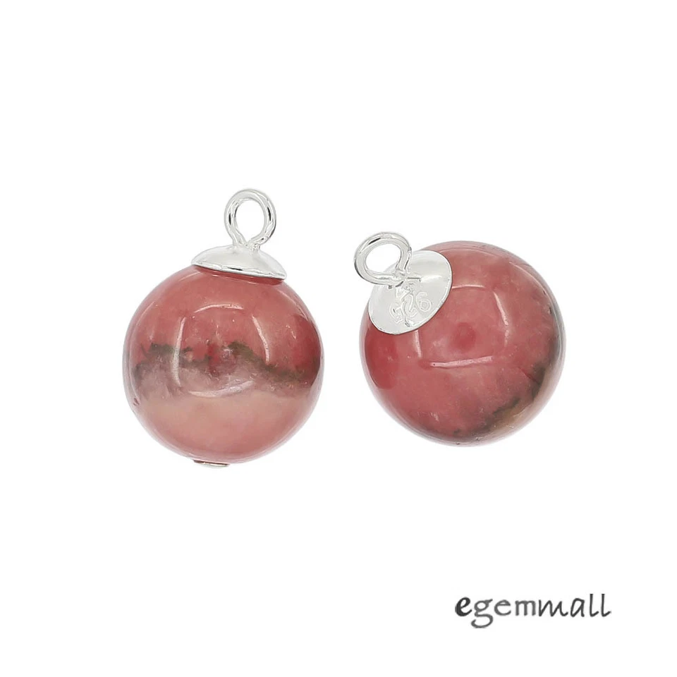 Brinco pendente de rodocrosita em prata esterlina miçangas 10 mm #98239 - Imagem 1 de 1