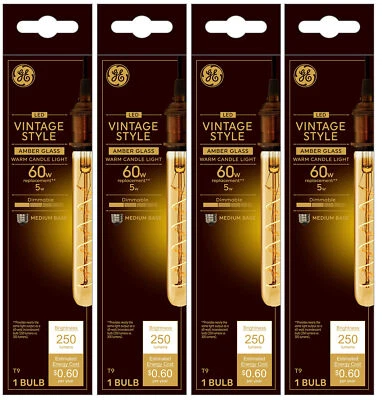 (case of 4) GE Lighting Vintage Style LED Tube Light Bulb, 5 Watts (60 Watt - Image 1 of 4