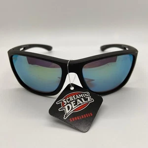 Pugs Men's Wrap Sunglasses Sports Tinted Rainbow Mirrored Lens - Picture 1 of 13