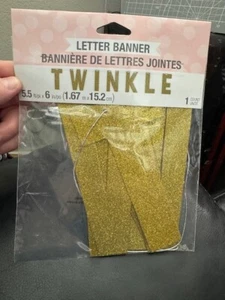 Twinkle One Little Star Gold Glitter Girl Birthday Party Banner 5.5FTx6"  New!!! - Picture 1 of 2