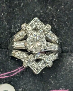 Hochzeitsset 0,95 natürlicher Diamant Solitär 1,46 ctw Weißgold - Bild 1 von 5