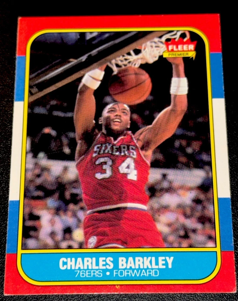 Charles Barkley 1986 Fleer RC! # 7 Rookie 76ers Suns HOF Beautiful Card Vintage - Image 1 of 2