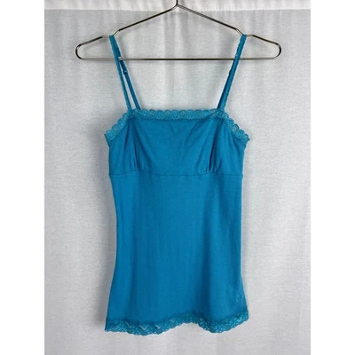 Vintage SO Top Juniors Large Y2K Babydoll Lace Trim Cami Tank Blue Fairy Summer - Image 1 of 4