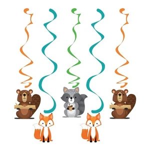 Creative Party PC344412 Wild One Woodland Animals Hanging Decorations-5 Pcs - Picture 1 of 1