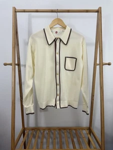 VTG 70s Kings Road Sears Rockabilly Bowling Knit Button Long Sleeve Shirt L - Picture 1 of 6