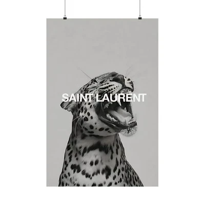 Saint Laurent Tiger Poster – Iconic Black & White High Fashion Wall Art Print - Image 1 of 4