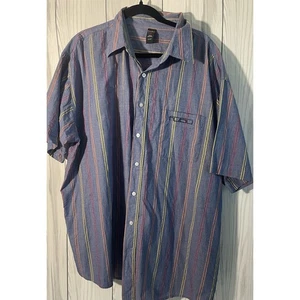 Copied - Vintage 90s Fubu Men’s Blue Striped Short Sleeved Button Top - Size 3x - Picture 1 of 7