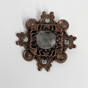 Zoe Coste For Reminiscence Paris Pin Kupferfarben Metall Kristalle gegossenes Glas - Bild 1 von 9