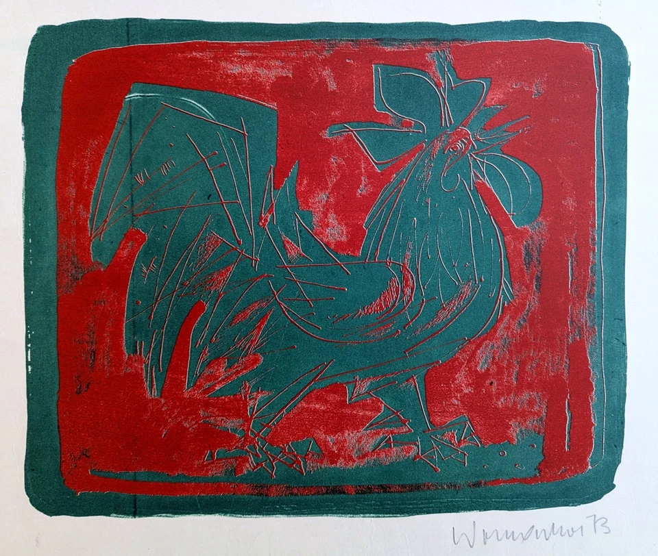 Womacka, Walter (1925 - 2010)  "Hahn" Lithografie 1973 signiert - Bild 1 von 1
