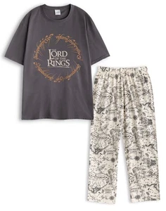 Herr der Ringe Schwarz Logo Kurzarm Langbein Pyjama Set Herren - Bild 1 von 8