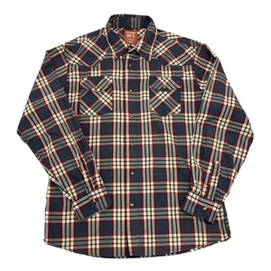 Wrangler Red Western Hemd Pearl Snap kariert blau Herren L Langarm Cowboy - Bild 1 von 13