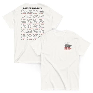 2025 F1 Race Calendar Unisex T-Shirt – Formula 1 Schedule Tee For Motorsport Fan - Picture 1 of 3