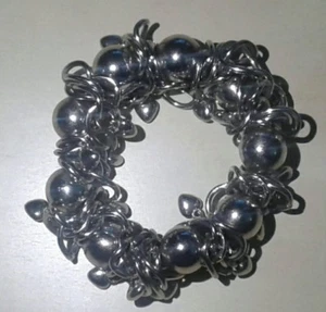 Bettelarmband: silberfarbenes klobiges Wellenglied dehnbar - Bild 1 von 6