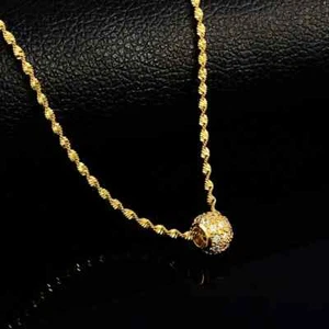 Mode Lucky 24k Gold Perlen 2 mm Wasser Welle Halskette Kette Hochzeit Schmuck - Bild 1 von 6