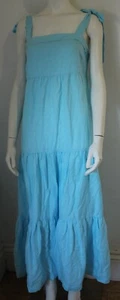 Maxi abito blu Heidi Klein Nungwi Beach cravatta spalline lino a strati - Large - Nuovo con etichette - Foto 1 di 8