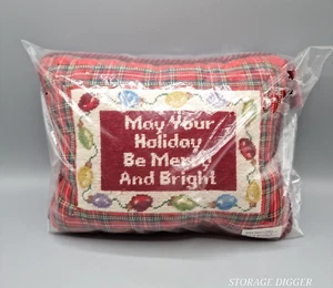 VTG NEW 123 Creations Multicolor Throw Pillow Embroidered 100% Wool, 12" x 9" - Picture 1 of 8