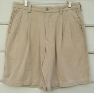 Tommy Bahama Khaki Tan Silk Blend Pleated Front Dress Shorts Men's 32 - Picture 1 of 11