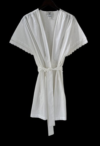 Accappatoio Valentino Intimo bianco manica corta con dettaglio in pizzo taglia media