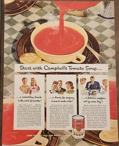 1941 Campbells Tomatensuppe Vintage Werbung 14 x 10 Schultag Mittagessen - Bild 1 von 1