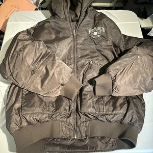 Vintage Ecko Unltd Bomberjacke Fell gefütterte Kapuze selten braun 2xl - Bild 1 von 5