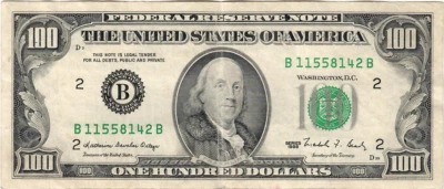 $100 Dollar Bill Small Portrait Series 1988 - Image 1 of 2