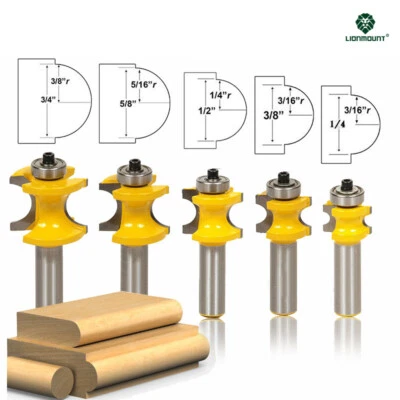 1/2 12mm Shank Bead Router Bit Half Round Bull Nose Radius Bearing - Image 1 of 4