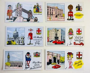 COLLECTION OF 6  Caricature Swinging Sixties Views of London POSTCARDS. Original - Picture 1 of 1