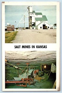 c1920er Jahre Salzminen in Central Kansas Pflanzen Mehransicht Kanopolis Kansas Postkarte - Bild 1 von 2